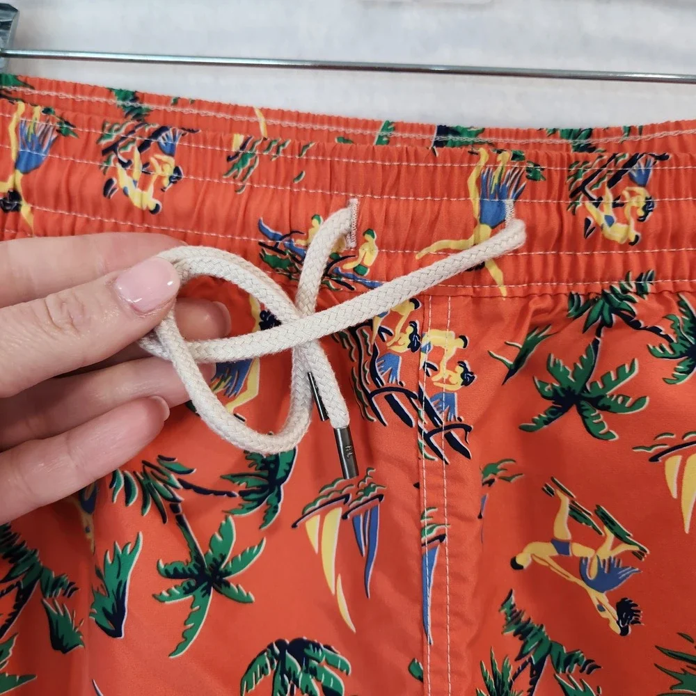 Polo Ralph Lauren Mens 4XB‎ Orange Tropical Hula Dancer Swim Trunks Big & Tall